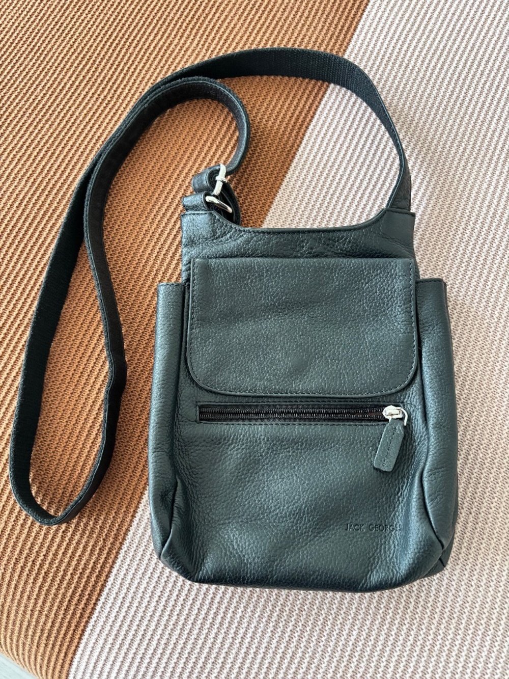 Jack Georges Soho Black Leather Slim Cross Body Bag Women’s OS